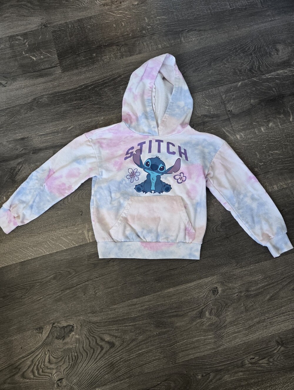 Stitch Tie-Dye Pullover Hoodie for Kids - Pastel Pink & Blue